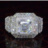 Micro-pave Setting Asscher Cut Engagement Ring