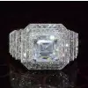 Micro-pave Setting Asscher Cut Engagement Ring