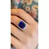 Halo Emerald Cut Sapphire Engagement Ring