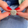 4.1ct Halo Princess Cut White Sapphire Engagement Ring