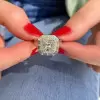 4.1ct Halo Princess Cut White Sapphire Engagement Ring