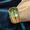 6.2ct Halo Emerald Cut Bicolor Tourmaline Engagement Ring