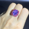 6.8ct Halo Cushion Cut Lavender Sapphire Cocktail Ring