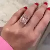 8.4ct Halo Emerald Cut Morganite Pink Sapphire Engagement Ring