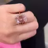8.4ct Halo Emerald Cut Morganite Pink Sapphire Engagement Ring