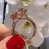 8.4ct Halo Emerald Cut Morganite Pink Sapphire Engagement Ring