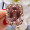 8.4ct Halo Emerald Cut Morganite Pink Sapphire Engagement Ring