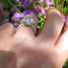 3ct Cushion Cut Paved Flower Engagement Ring