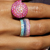 Multicolor Sapphire Paved Wedding Band