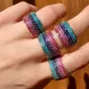 Multicolor Sapphire Paved Wedding Band