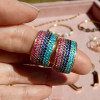 Multicolor Sapphire Paved Wedding Band