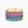 Multicolor Sapphire Paved Wedding Band