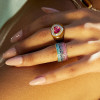 Multicolor Sapphire Paved Wedding Band