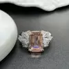 5.3ct Morganite Pink Sapphire Cluster Engagement Ring