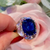 11ct Halo Cushion Cut Blue Sapphire Cocktail Ring