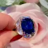 11ct Halo Cushion Cut Blue Sapphire Cocktail Ring