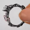 Nature-inspired Round Cut Black Plating Engagement Ring