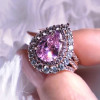 2ct Pear Cut Pink Sapphire Double Halo Engagement Ring