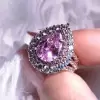 2ct Pear Cut Pink Sapphire Double Halo Engagement Ring