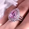 2ct Pear Cut Pink Sapphire Double Halo Engagement Ring