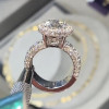 6.8ct Halo Round Cut White Sapphire Side Paved Engagement Ring