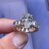 5.4ct Pear Cut White Sapphire Eternity Engagement Ring