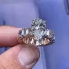 5.4ct Pear Cut White Sapphire Eternity Engagement Ring