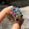 11ctw Heart Cut Multicolor Sapphire Rainbow Eternity Ring