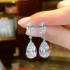 5.6ctw Pear Cut White Sapphire Drop Earrings