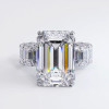 14.2ct Emerald Cut White Sapphire Paved Engagement Ring