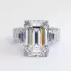 14.2ct Emerald Cut White Sapphire Paved Engagement Ring