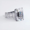 14.2ct Emerald Cut White Sapphire Paved Engagement Ring
