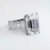14.2ct Emerald Cut White Sapphire Paved Engagement Ring