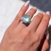14.2ct Emerald Cut White Sapphire Paved Engagement Ring