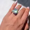 14.2ct Emerald Cut White Sapphire Paved Engagement Ring