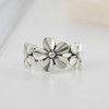 925 Sterling Silver Handmade Vintage Plumeria Flower Adjustable Ring