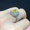 3.8ct Yellow and Champagne Sapphire Paved Cocktail Ring