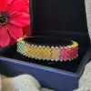38ctw Multicolor Sapphire Five-Row Rainbow Bracelet