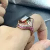 6.2ct Emerald Cut Bicolor Tourmaline Cocktail Ring