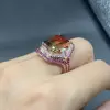 6.2ct Emerald Cut Bicolor Tourmaline Cocktail Ring