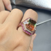 6.2ct Emerald Cut Bicolor Tourmaline Cocktail Ring