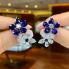 12.55ct Luminous Sapphire Floral Cluster Earclips
