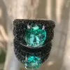 8.2ct Oval Cut Mint Green Paved Cocktail Ring