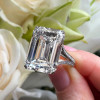 14ct Emerald Cut White Sapphire Paved Engagement Ring