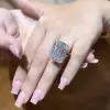 14ct Emerald Cut White Sapphire Paved Engagement Ring