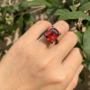 10ct Cushion Cut Garnet Paved Black Sapphire Engagement Ring