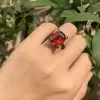 10ct Cushion Cut Garnet Paved Black Sapphire Engagement Ring
