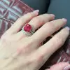 6.5ct Cushion Cut Ruby Paved Wedding Ring Set