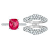 6.5ct Cushion Cut Ruby Paved Wedding Ring Set