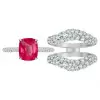 6.5ct Cushion Cut Ruby Paved Wedding Ring Set